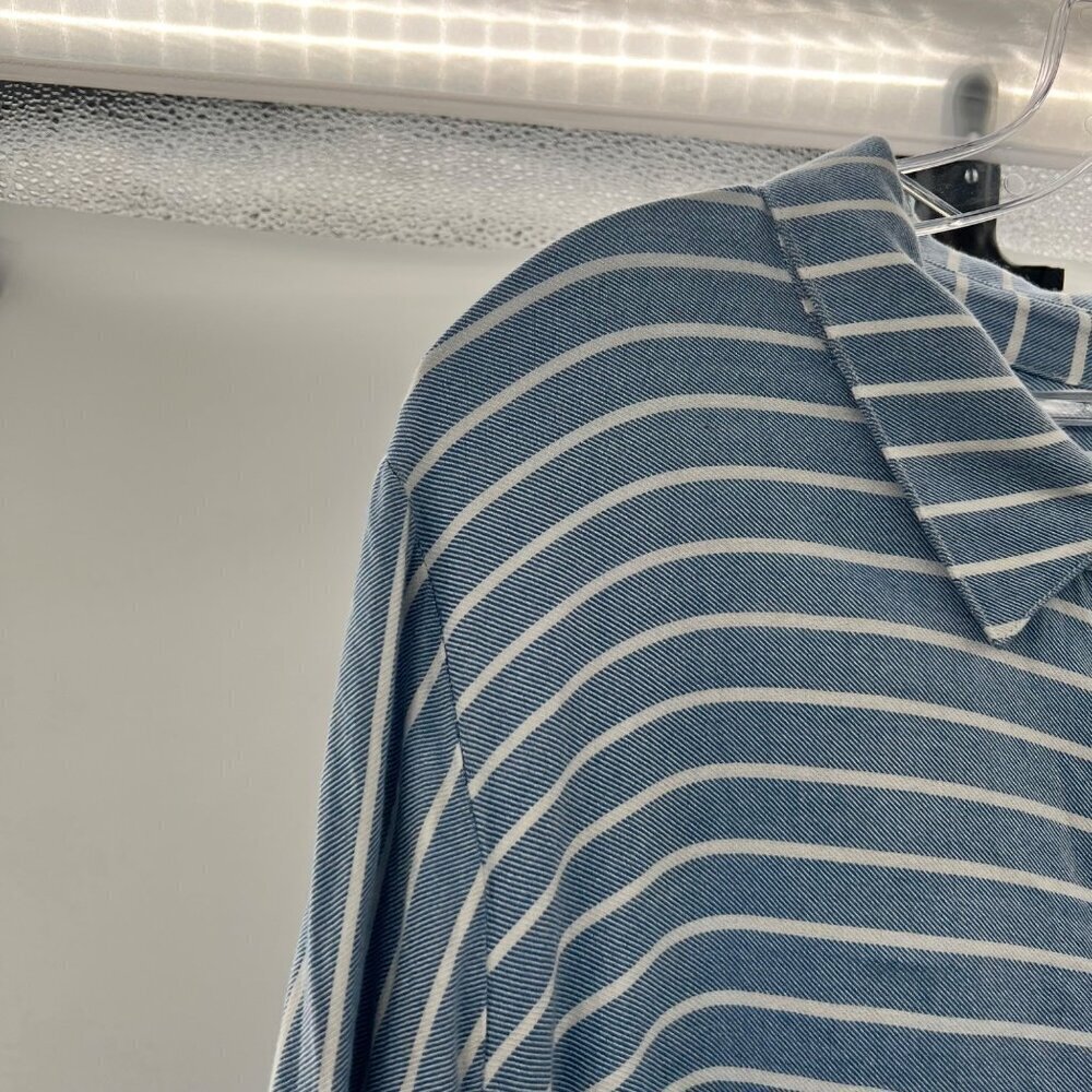 Catherines Women's Button Up Striped Top 3/4 Sleeve Blue/White Size 2X - Picture 3 of 8